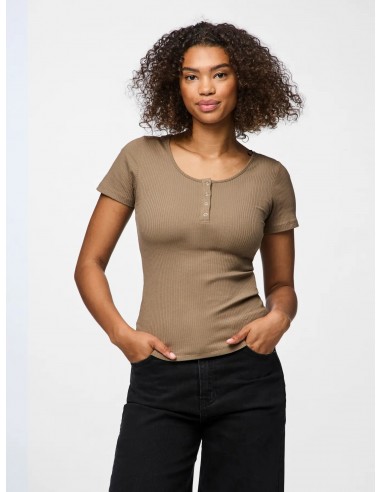 Tee-shirt-PIECES-KITTE TAUPE MC