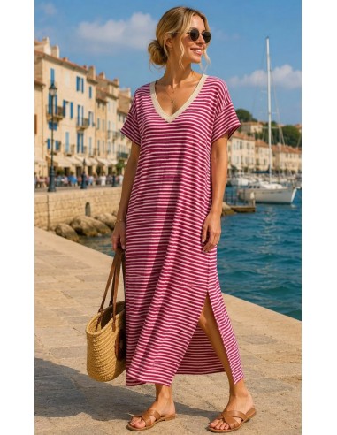 Robe-NOS- RAYURES ROSE