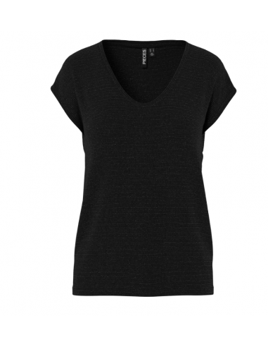 T-shirt-Pieces-BILLO TEE LUREX NOIR